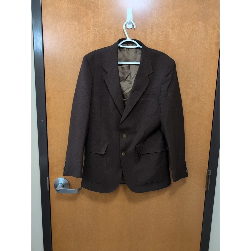 Levi's Jacket Mens 38R Brown Vtg 80 Action Suit Single Breast Gold Button Blazer